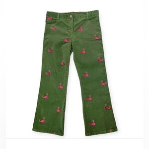 Lilly Pulitzer Green Corduroy Embroidered Pink Whale Pants Girls 12
